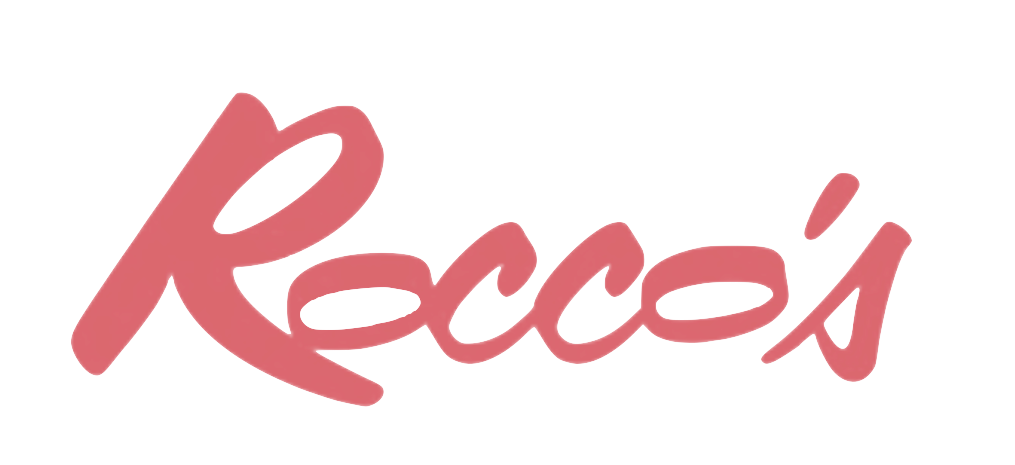 The word Rocco's is written in red on a white background.