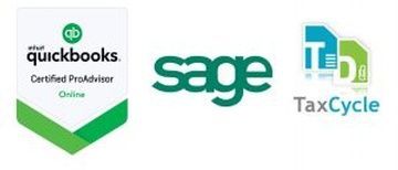 Quickbooks, Sage and TaxCycle logos