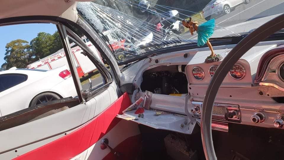 The Inside Of A Car With A Broken Windshield And A Steering — Fulgi’s South Coast Automotive and Dismantling in Nowra, NSW