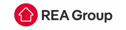 The rea group logo is a red circle with an arrow pointing up.