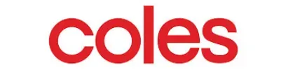 The coles logo is red and white on a white background.