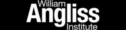 The logo for the william angliss institute is white on a black background
