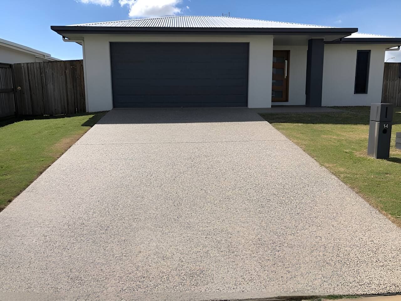 A Driveway Leading To A House With A Garage — Flash Concreting Pty Ltd In Nindaroo, QLD