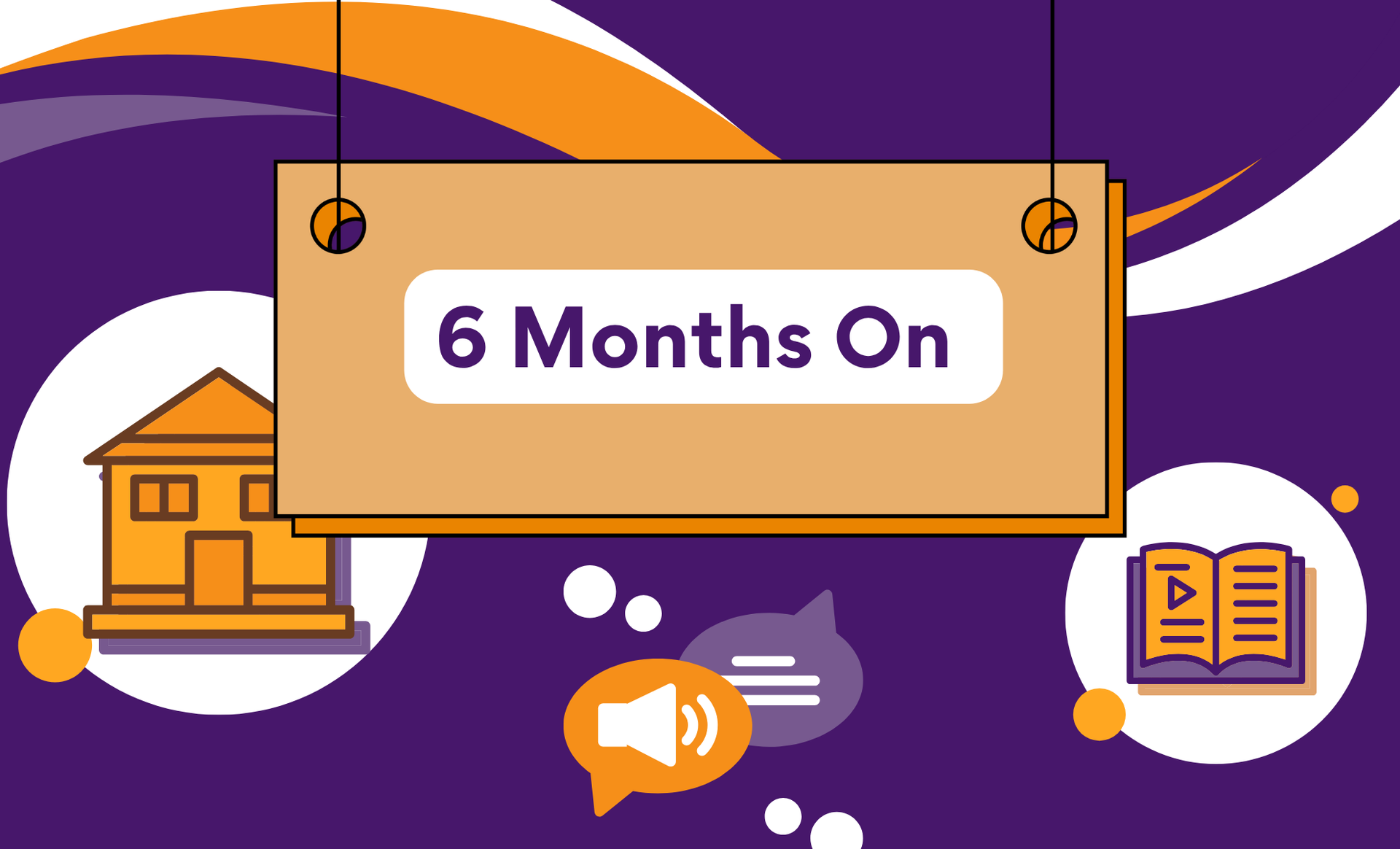 an image of a sign with 6 months on, on a purole background with