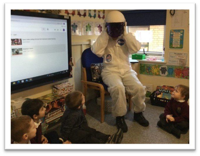 An astronaut arrived at Moorland Primary School