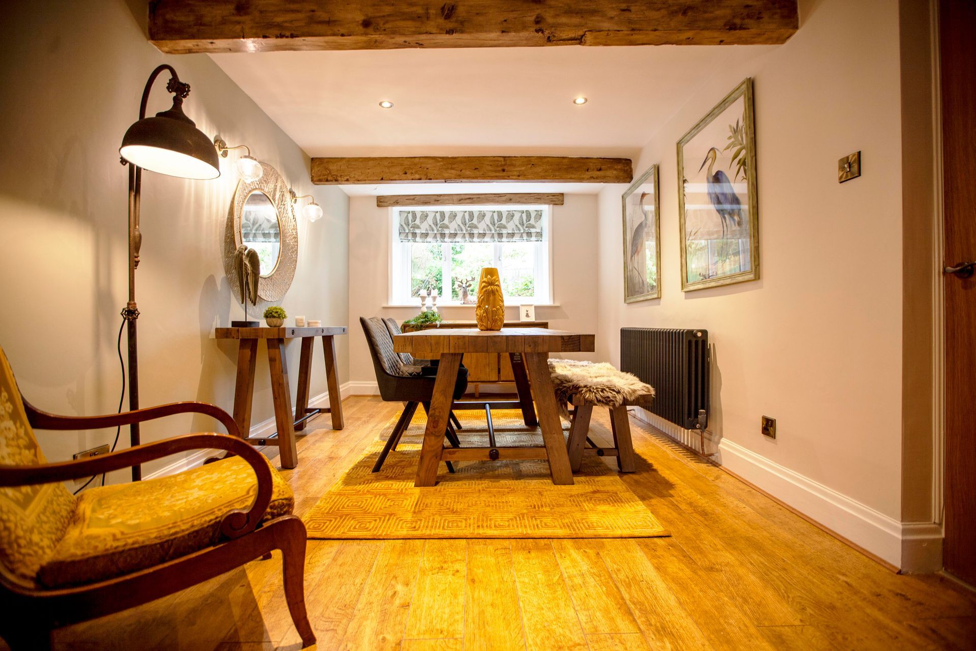 dining room with bench