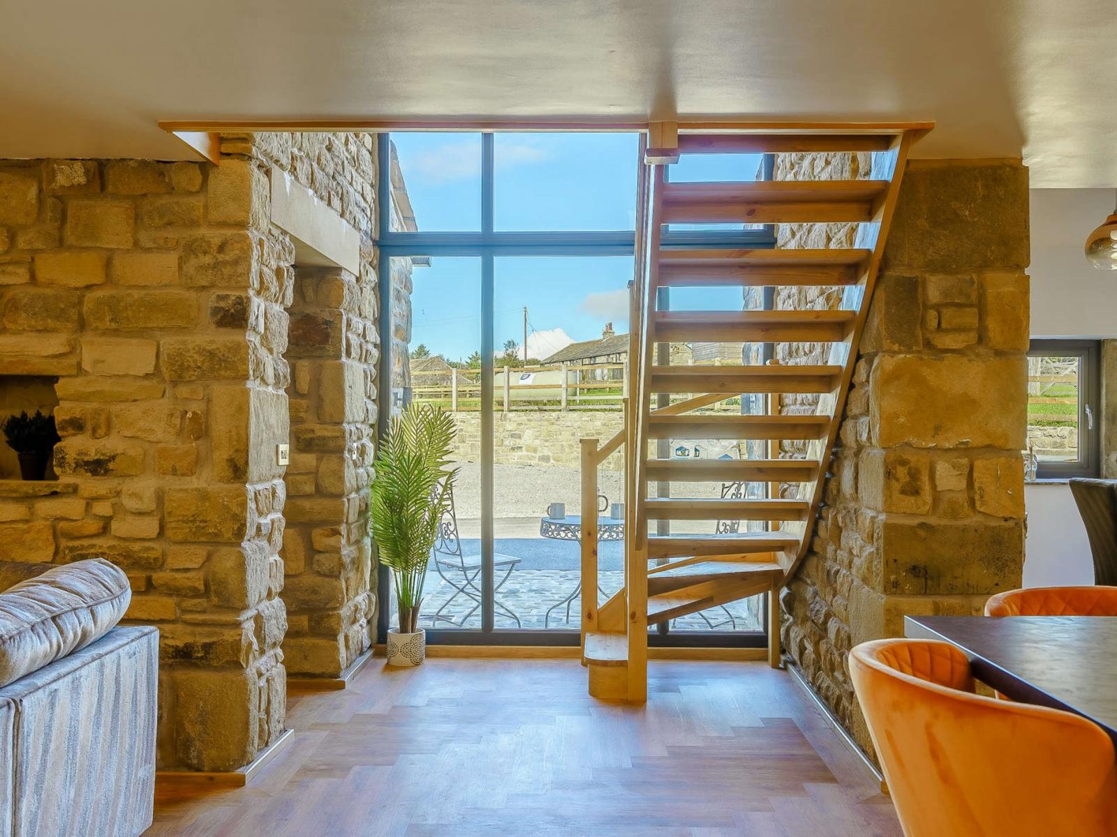 Holiday let large window and staircase