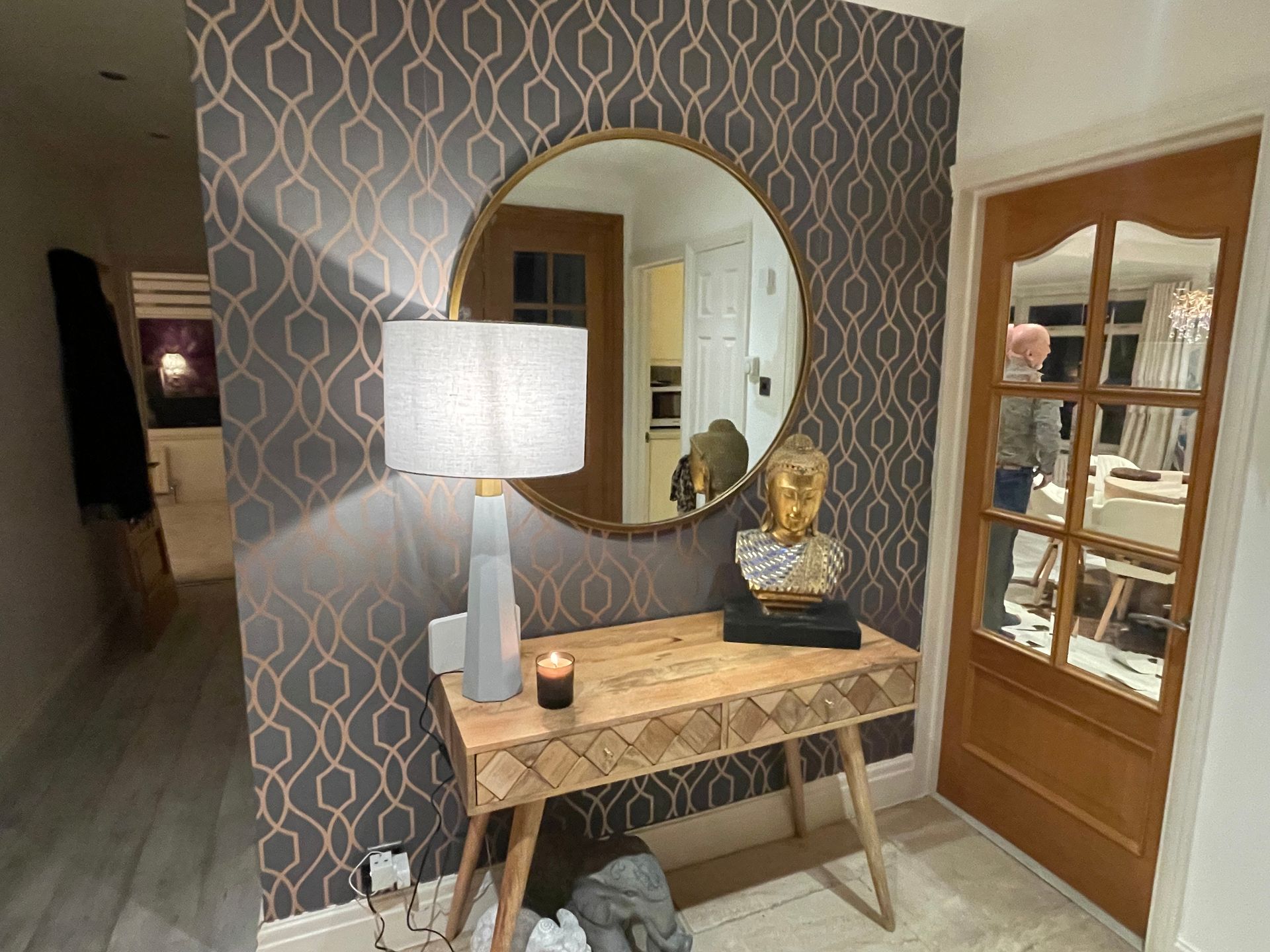 hallway mirror and console