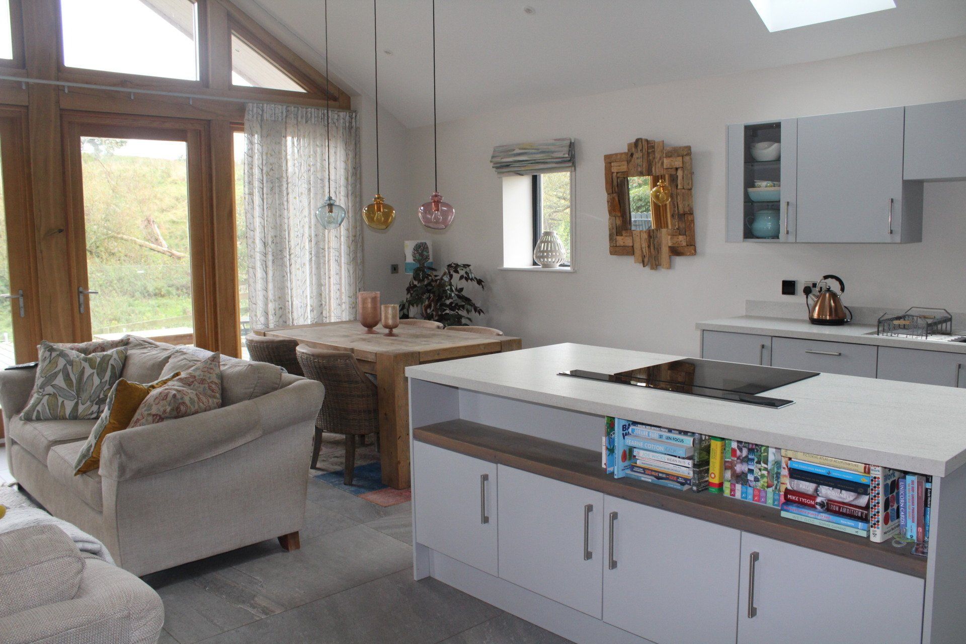 Kitchen island unit and dining table in stunning ribble valley cottage