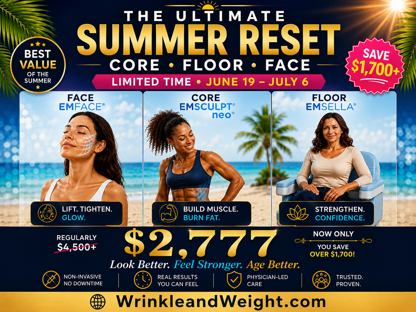 Letybo wrinkle relaxer now available in save 50% om emsculpt, emsella and emface during our summer reset sale