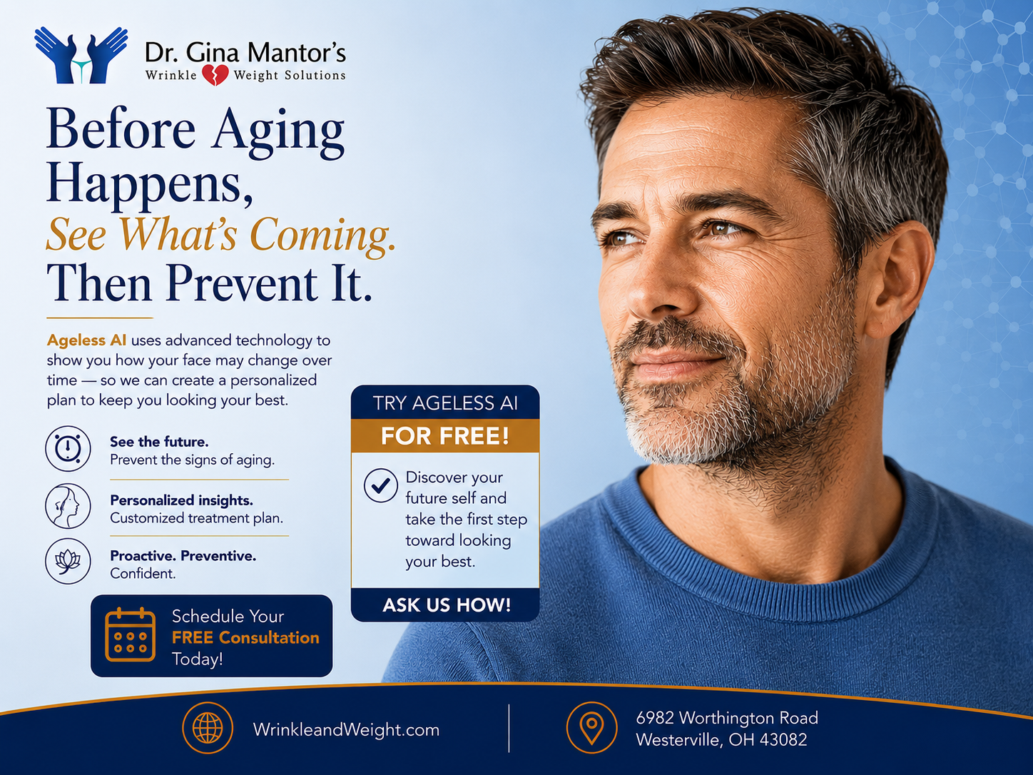seeing how your face will age for free with ageless ai for men.