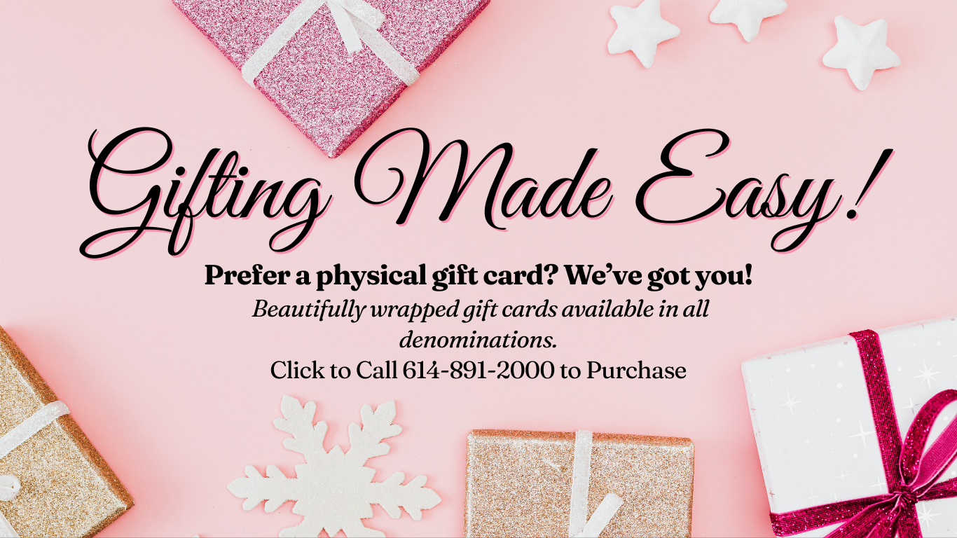 Physical gift cards in all denominations, beautifully wrapped and available by calling Wrinkle & Weight Solutions.