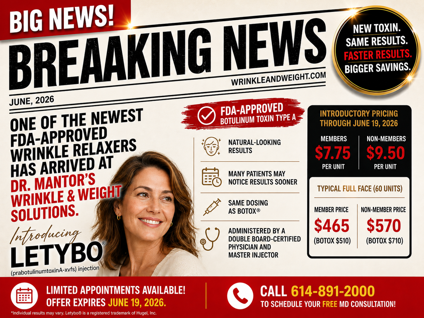 Letybo wrinkle relaxer now available in Westerville, Ohio