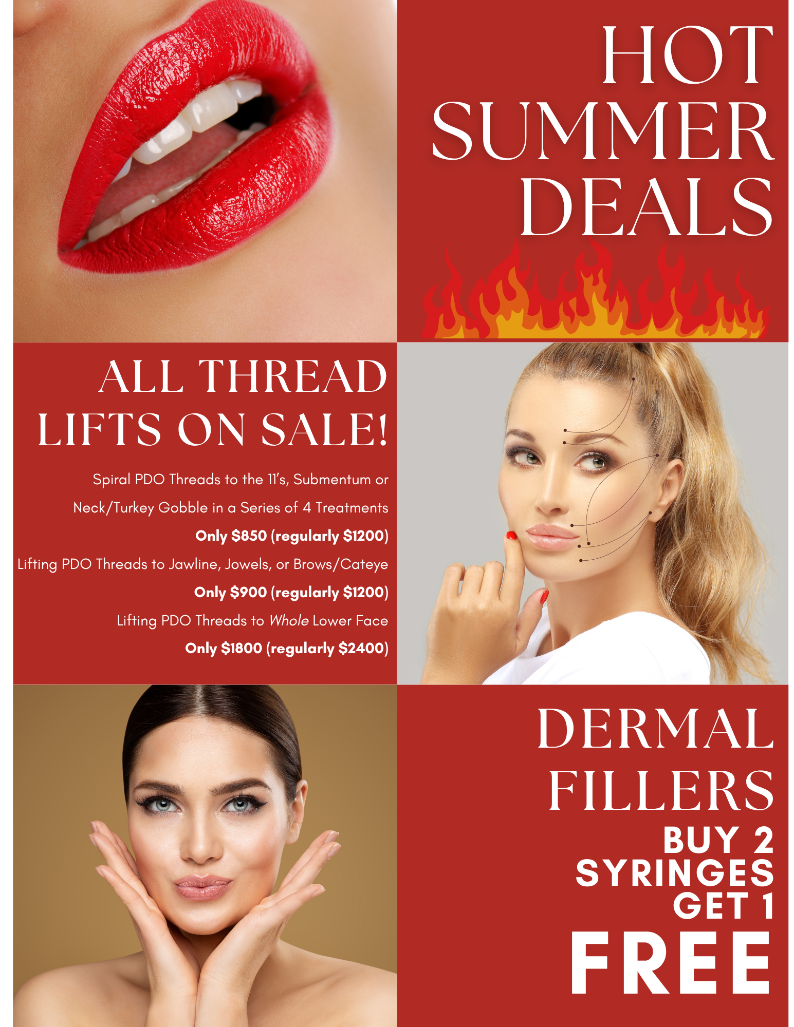 Hoy summer deals on all thread lifts and dermal fillers at Wrinkle and Weight