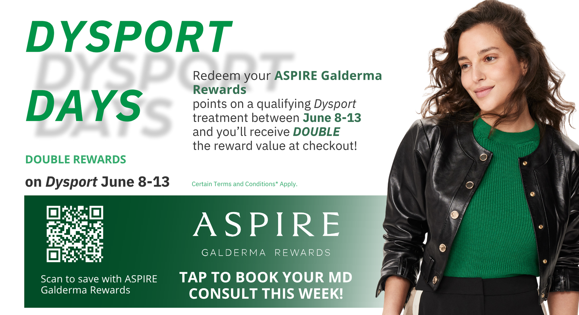 graphic with two woman and ASPIRE, Gladerma Rewards program