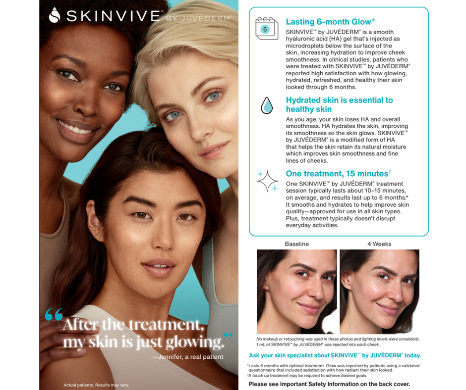 Skinvive by Juvederm is a hyaluronic acid gel that's injected as microdroplets