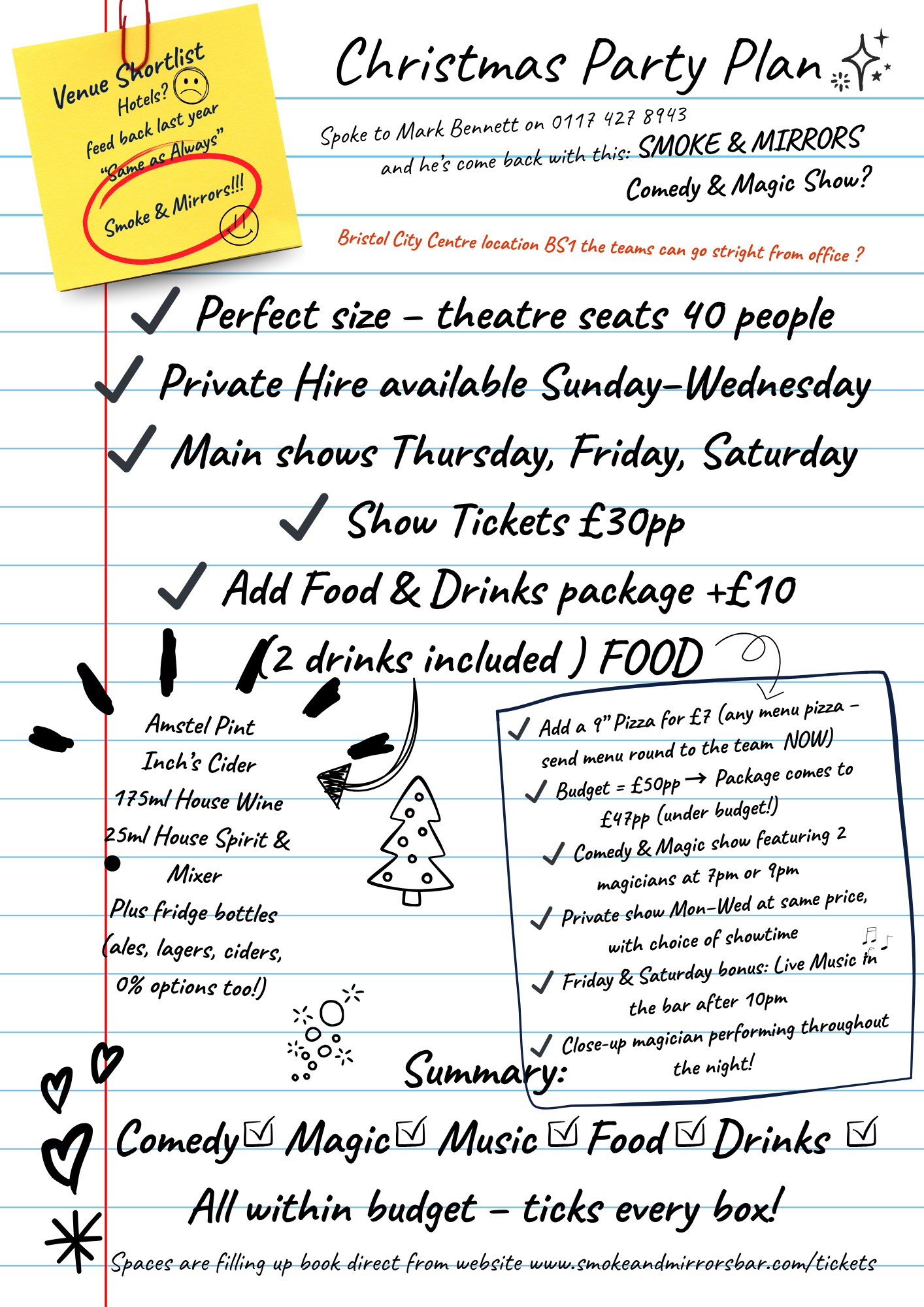 Smoke and Mirrors Xmas Parties Bristol BS1 Comedy Magic