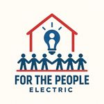For The People Electric logo with red house, blue light bulb, and linked people figures