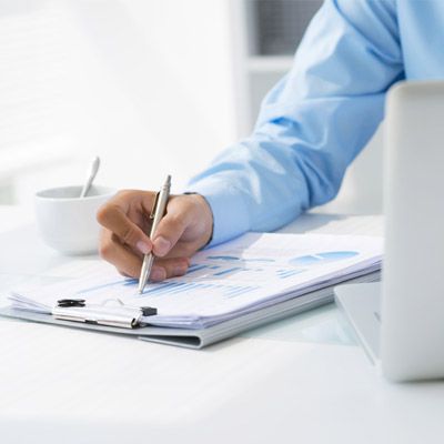 Man working on the business development of one of his clients