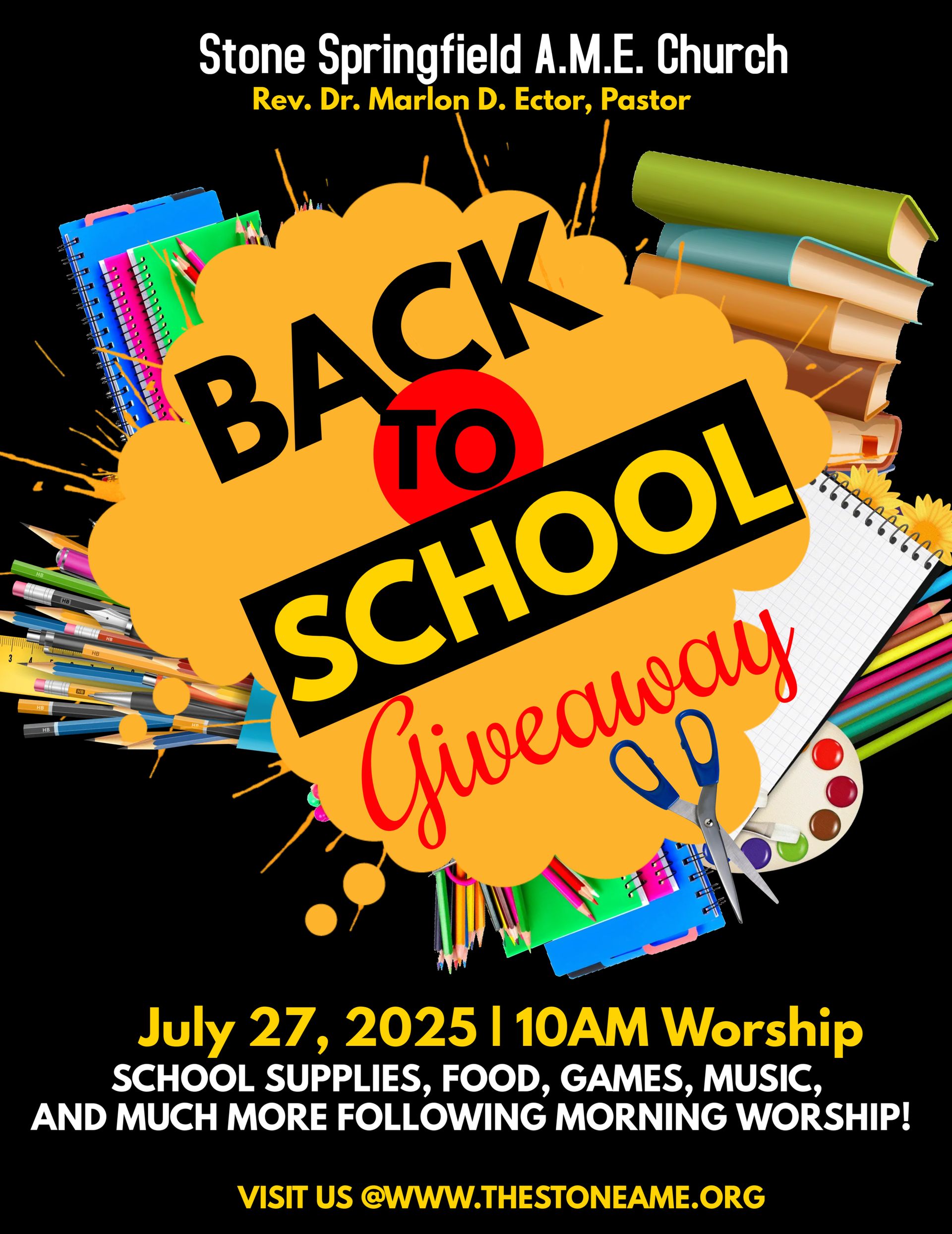 back to school giveaway at stone springfield a.m.e. church