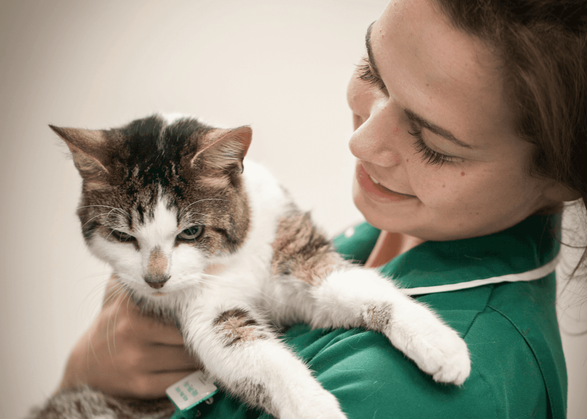 a nurse with a cat