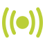 um ícone verde com um círculo no meio sobre um fundo branco.