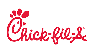 The chick-fil-a logo is red and white on a white background.