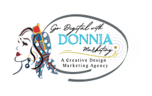 The logo for donna marketing is a creative design marketing agency.