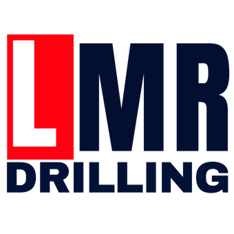 The logo for lmr drilling is blue and red and says lmr drilling.