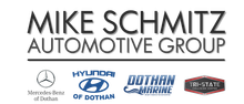 A logo for mike schmitz automotive group with logos for mercedes benz , hyundai , and dothan marine.