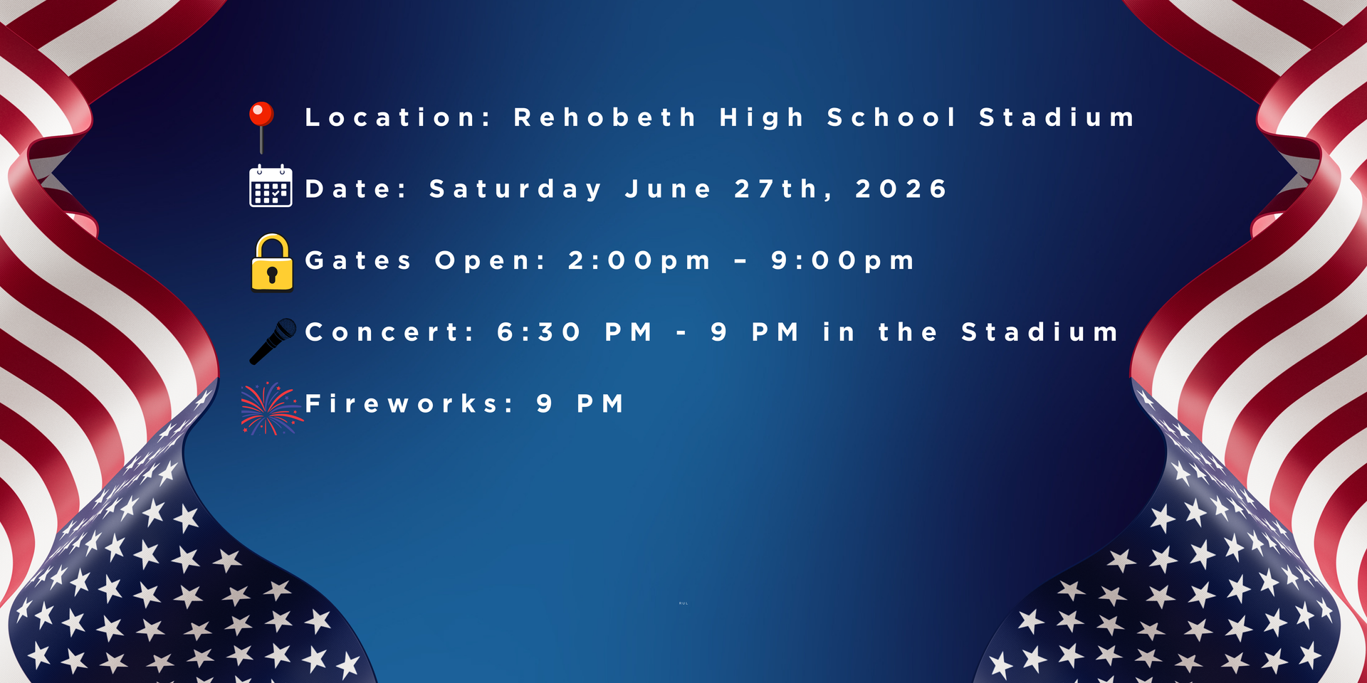 A poster for a concert at rehobeth high school stadium