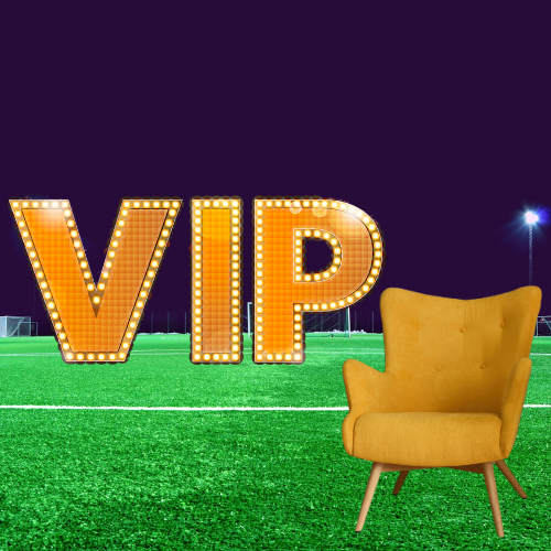 A yellow chair in front of a sign that says vip