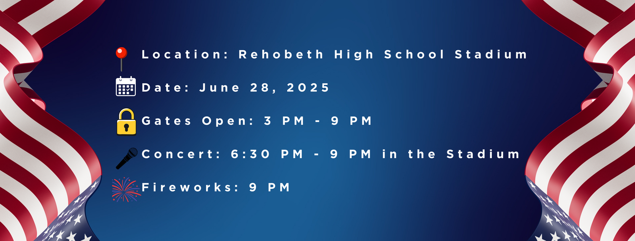 A poster for a concert at rehobeth high school stadium