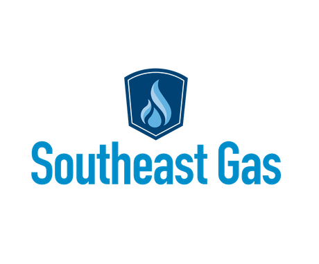 The southeast gas logo is blue and has a flame on it.
