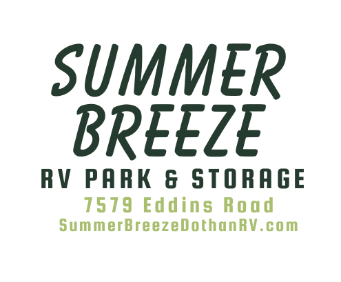 A logo for summer breeze rv park and storage