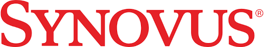 A red synovus logo on a white background
