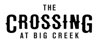 A black and white logo for the crossing at big creek.