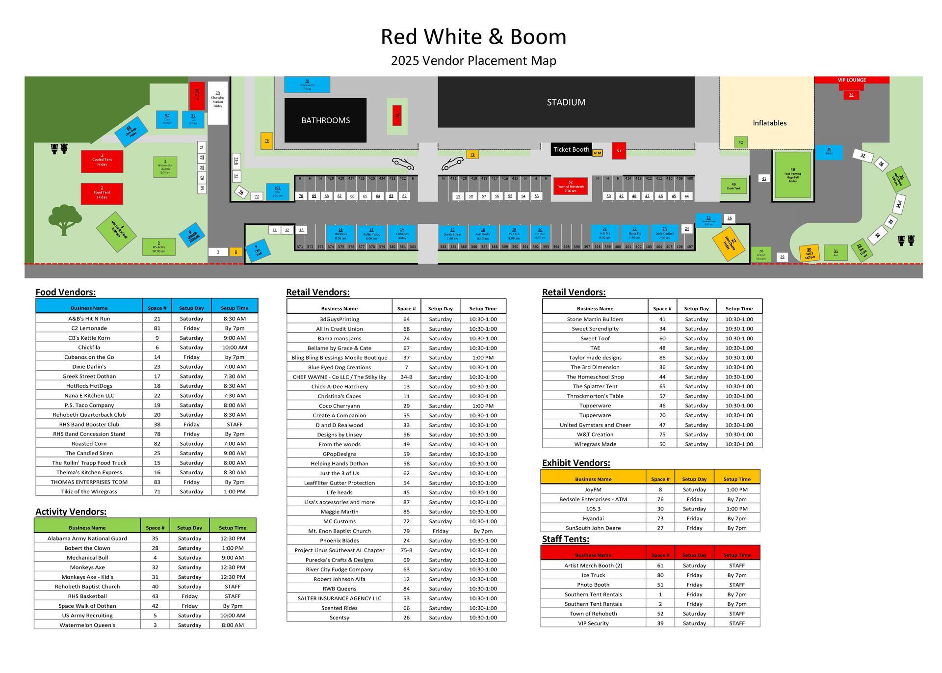 Rehobeth Red White and Boom Vendor Site Map