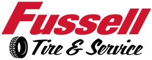 Fussell Tire & Service logo in red and black with tire graphic