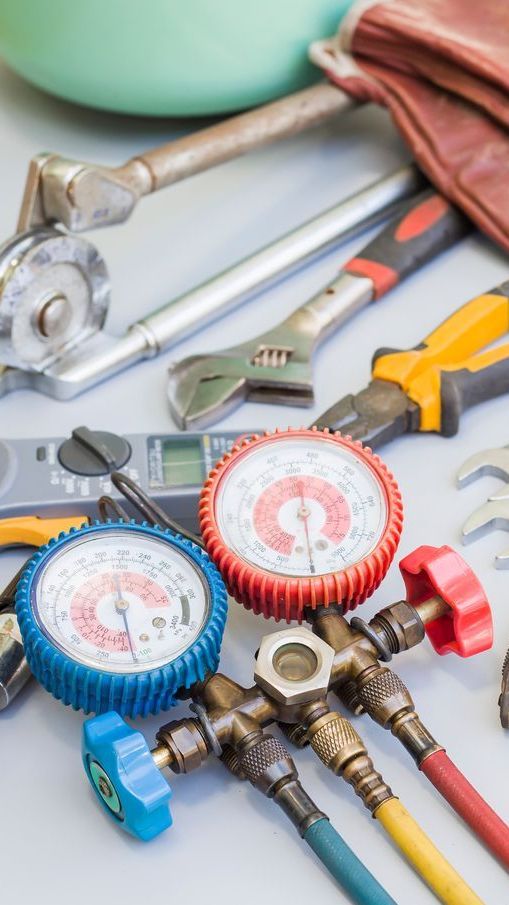 Tools and gauges on a table