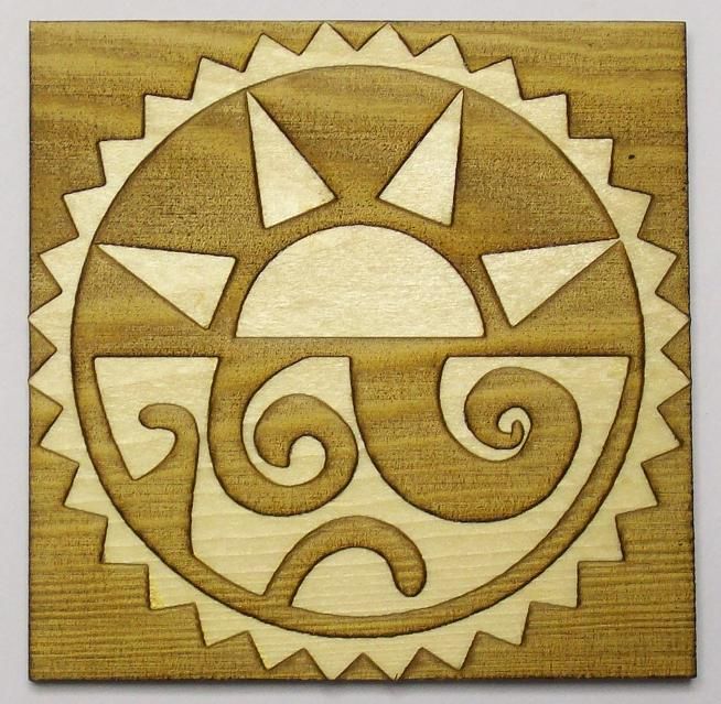 ancient design of sun and moon by a rabbit laser usa machine
