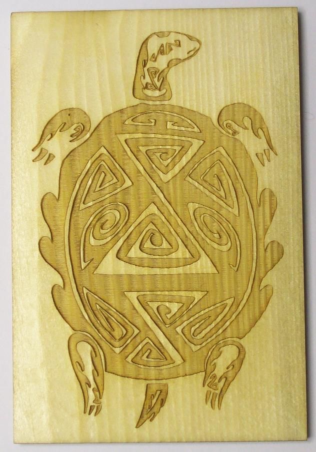 turtle laser engraved into wood by a rabbit laser usa machine