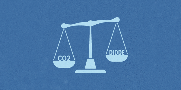 illustration of weighted scale with co2 and diode