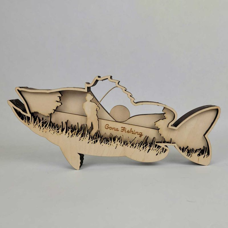 gone fishing layered laser cut fish