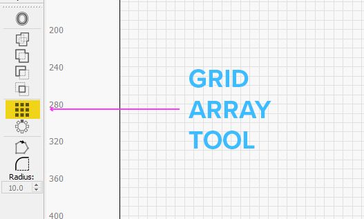 screenshot showing the location of the grid array tool