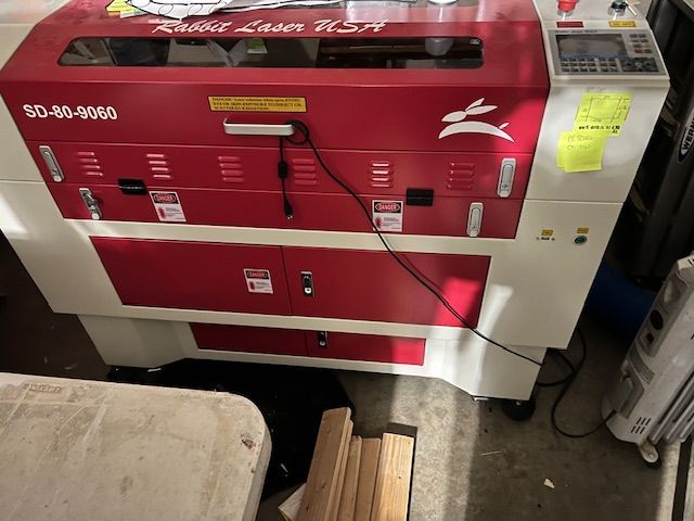 close up of used laser machine