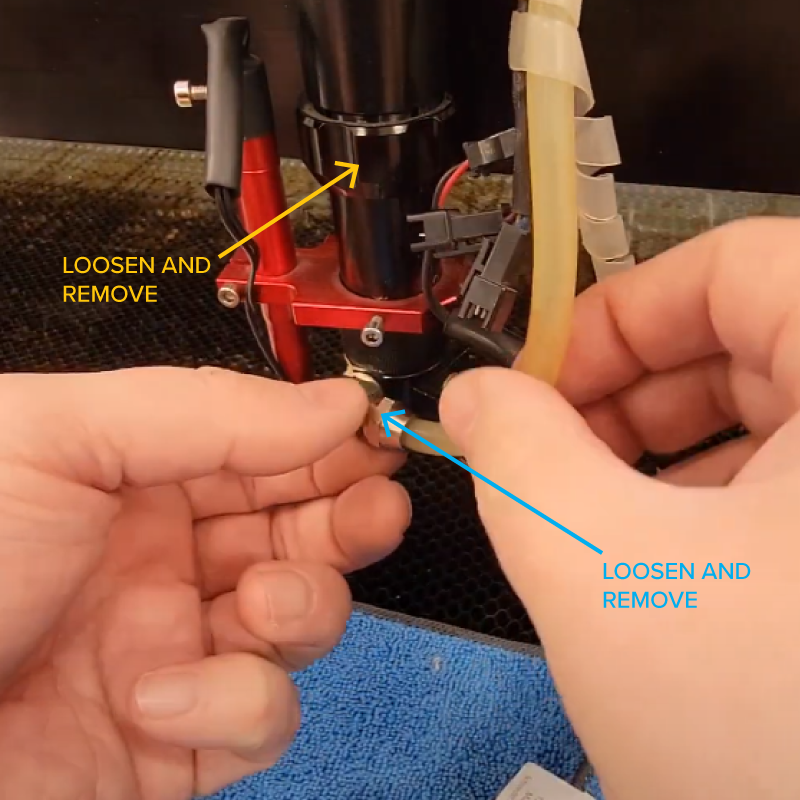 removing air hose from laser head