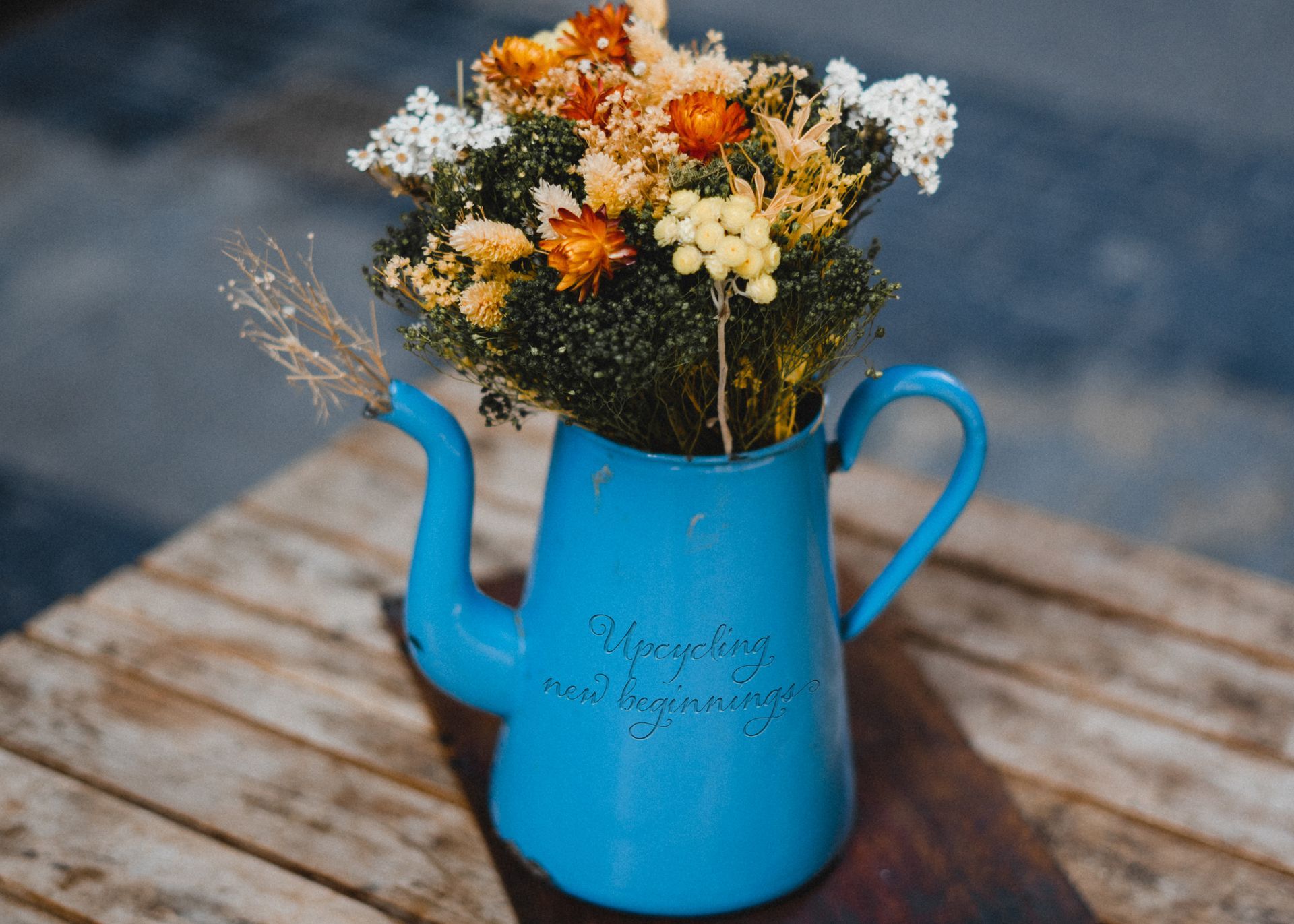 laser engraved watering can turned into a vase
