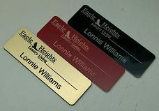 name tags laser engraved and cut by a rabbit laser usa machine 