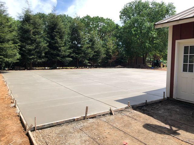 Concrete Driveway is Being Built in Front of a Garage – Elk Grove, CA – AVM Concrete